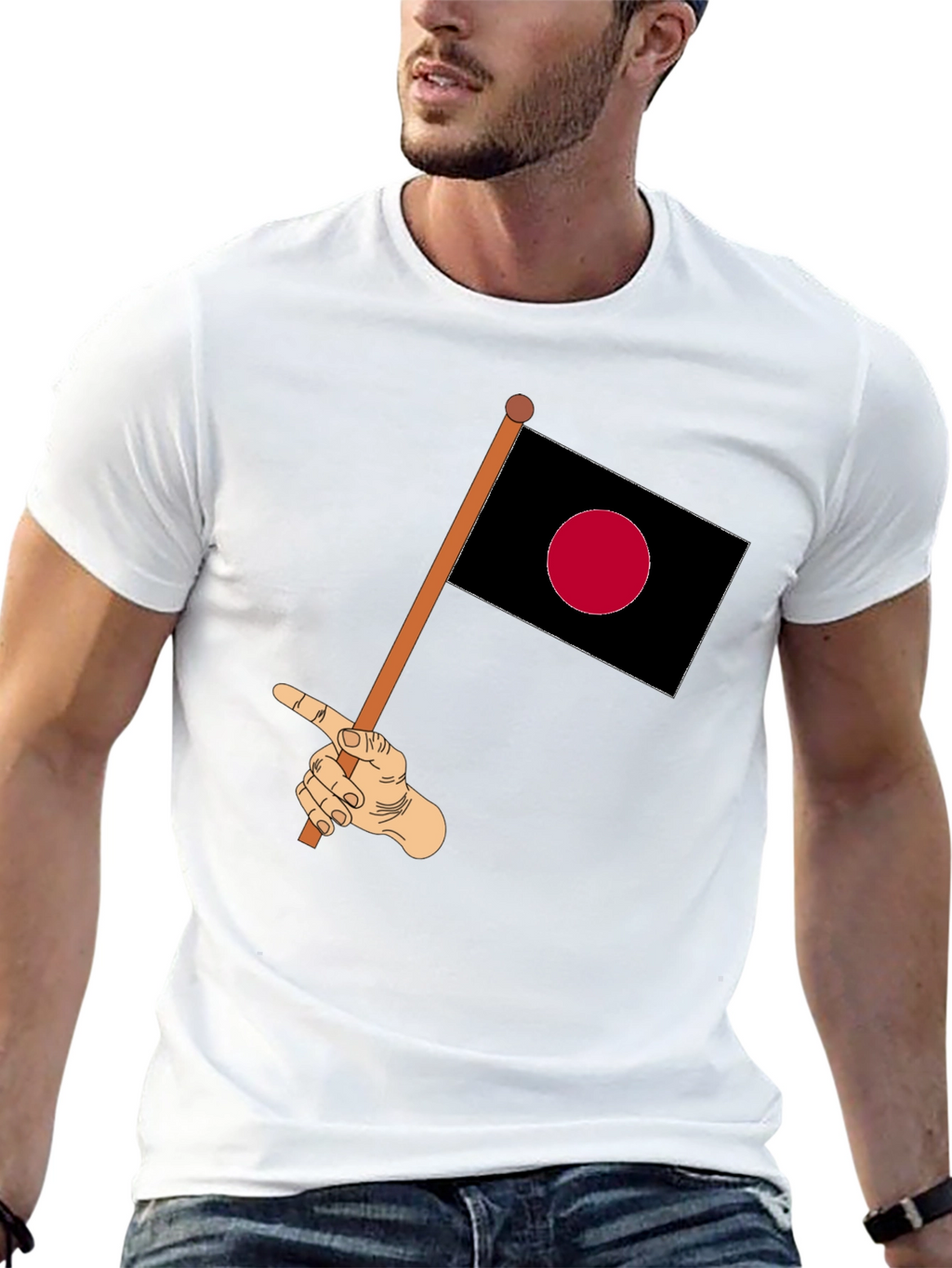 Japanese Flag Hand Graphic T-Shirt