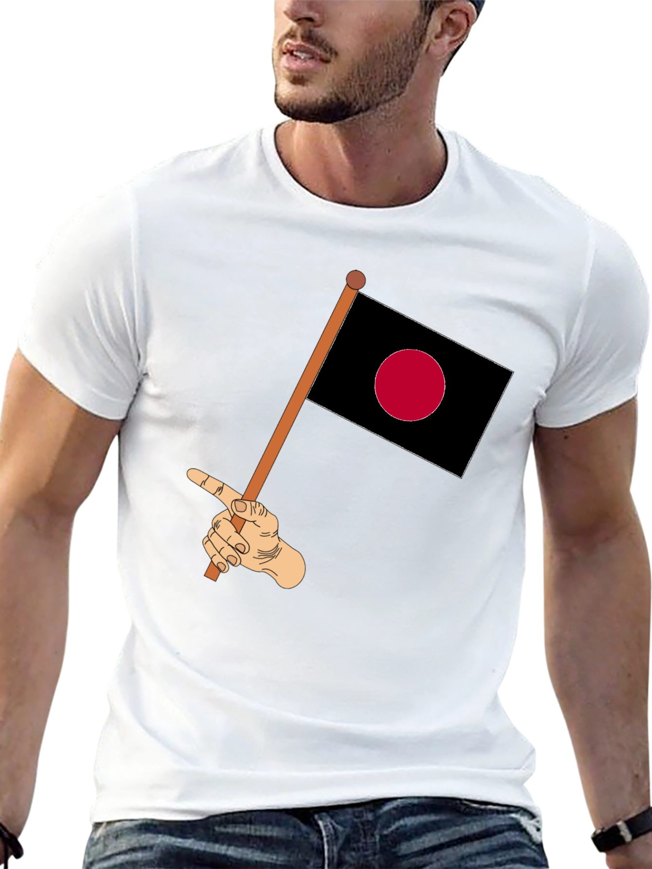 Japanese Flag Hand Graphic T-Shirt