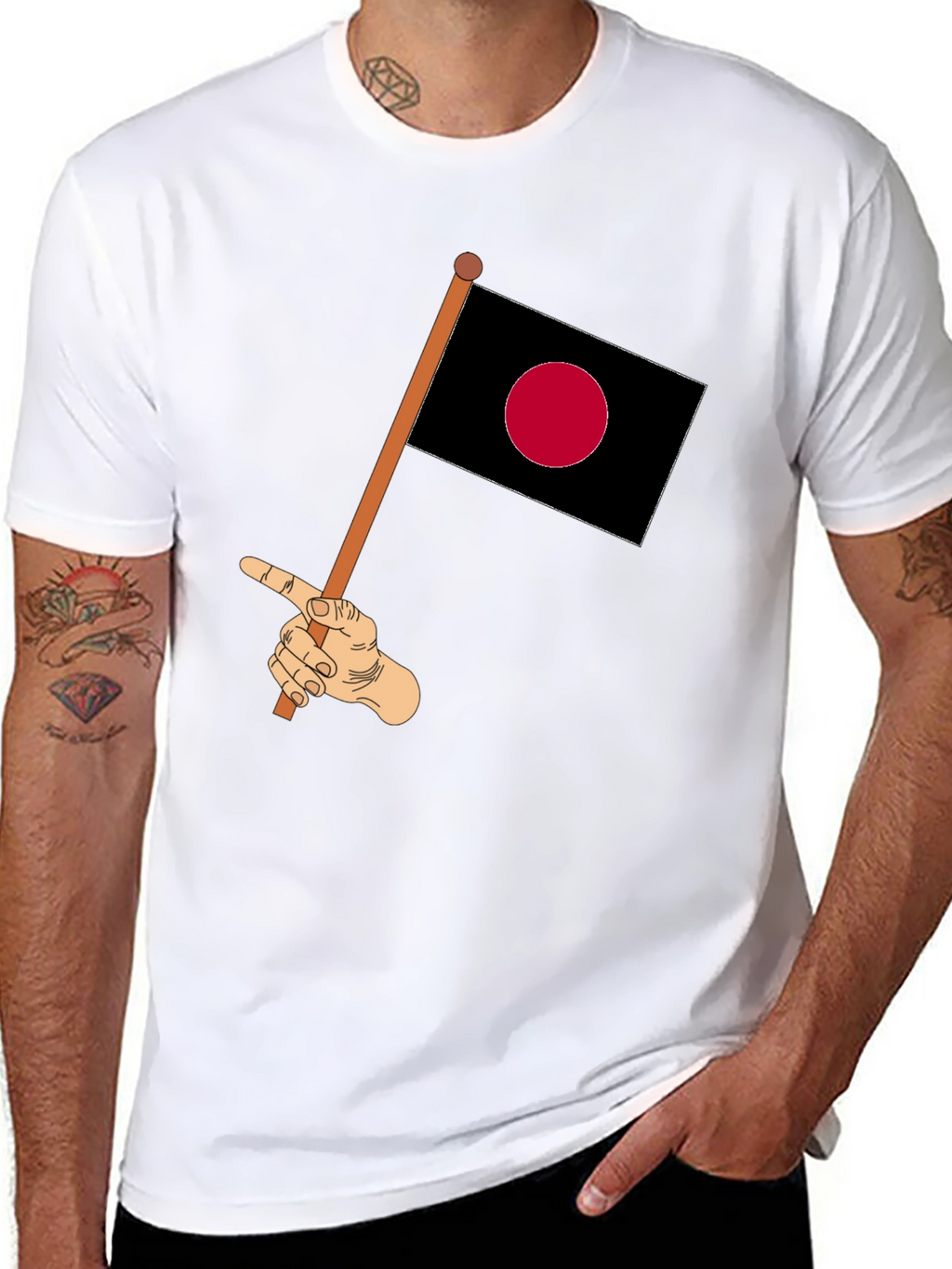 Japanese Flag Hand Graphic T-Shirt
