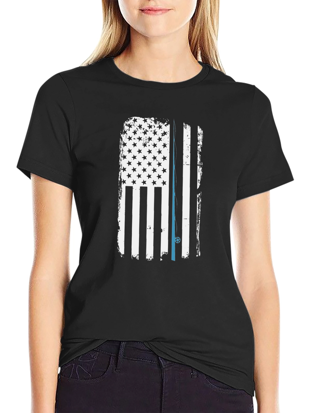 Thin Blue Line American Flag Graphic Tee