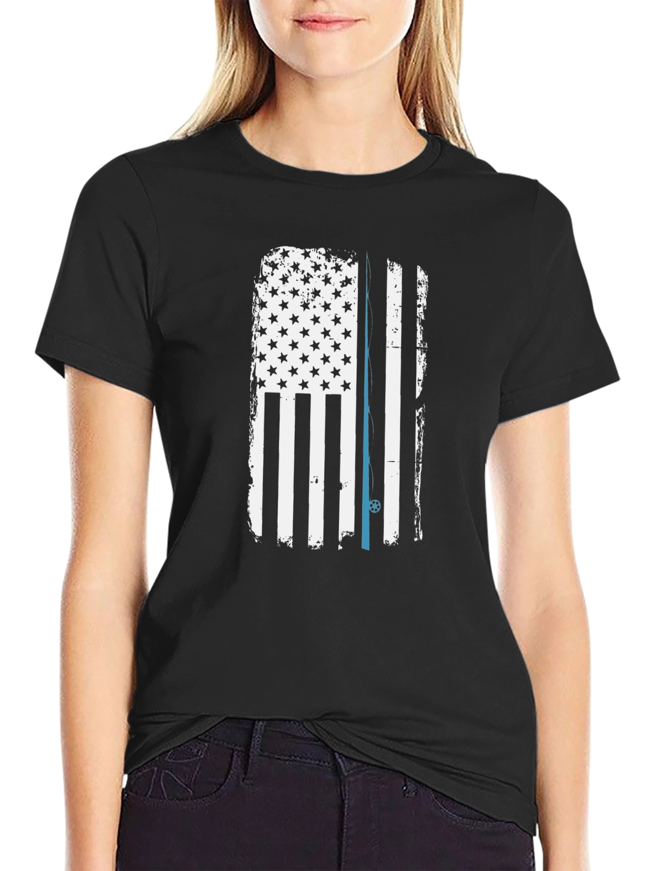 Thin Blue Line American Flag Graphic Tee