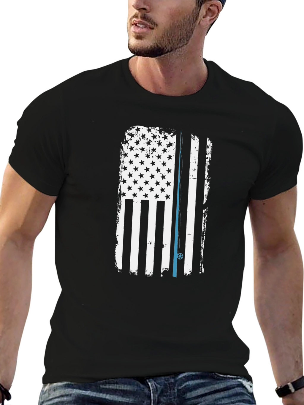 Thin Blue Line American Flag Graphic Tee
