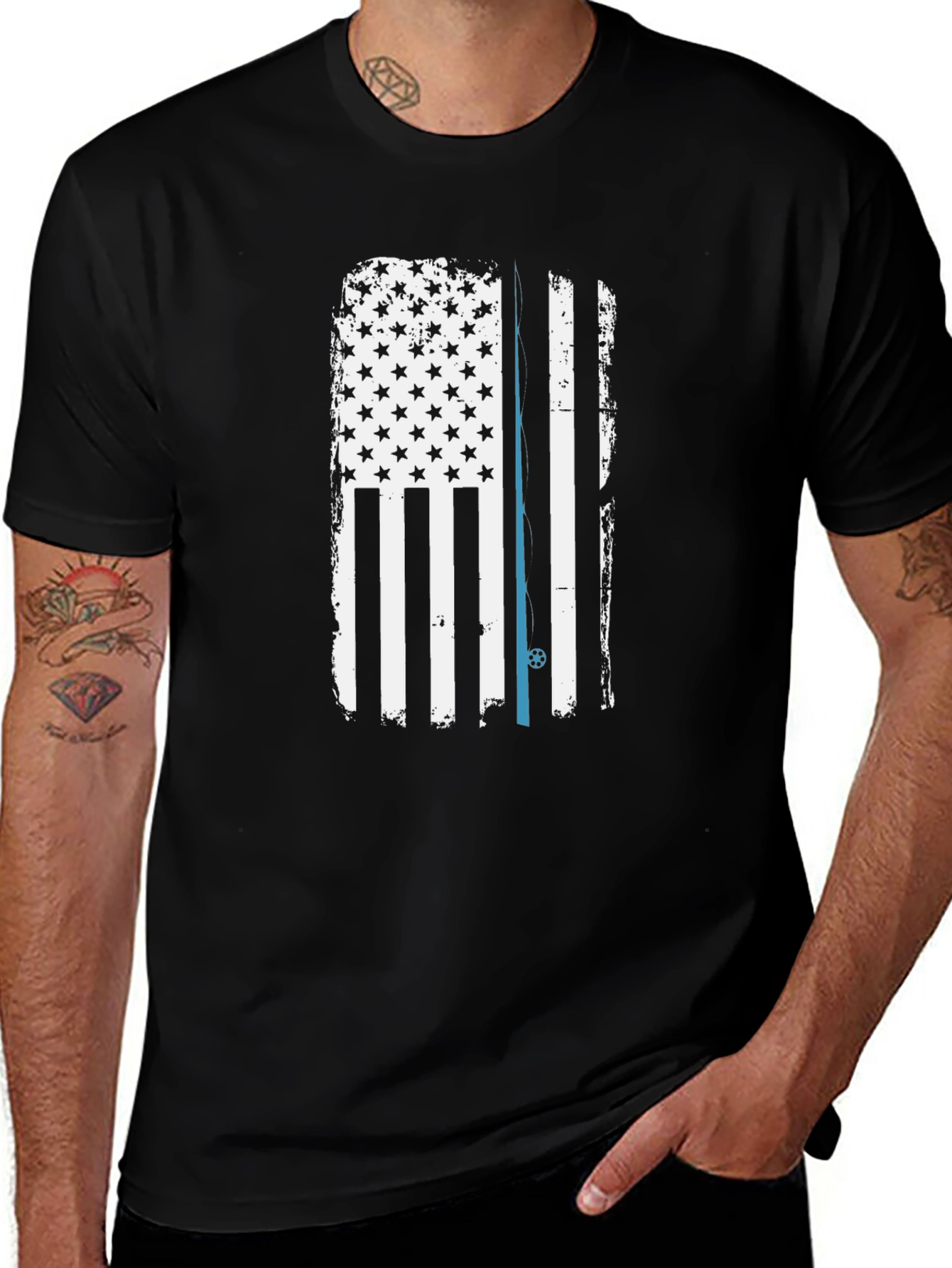 Thin Blue Line American Flag Graphic Tee