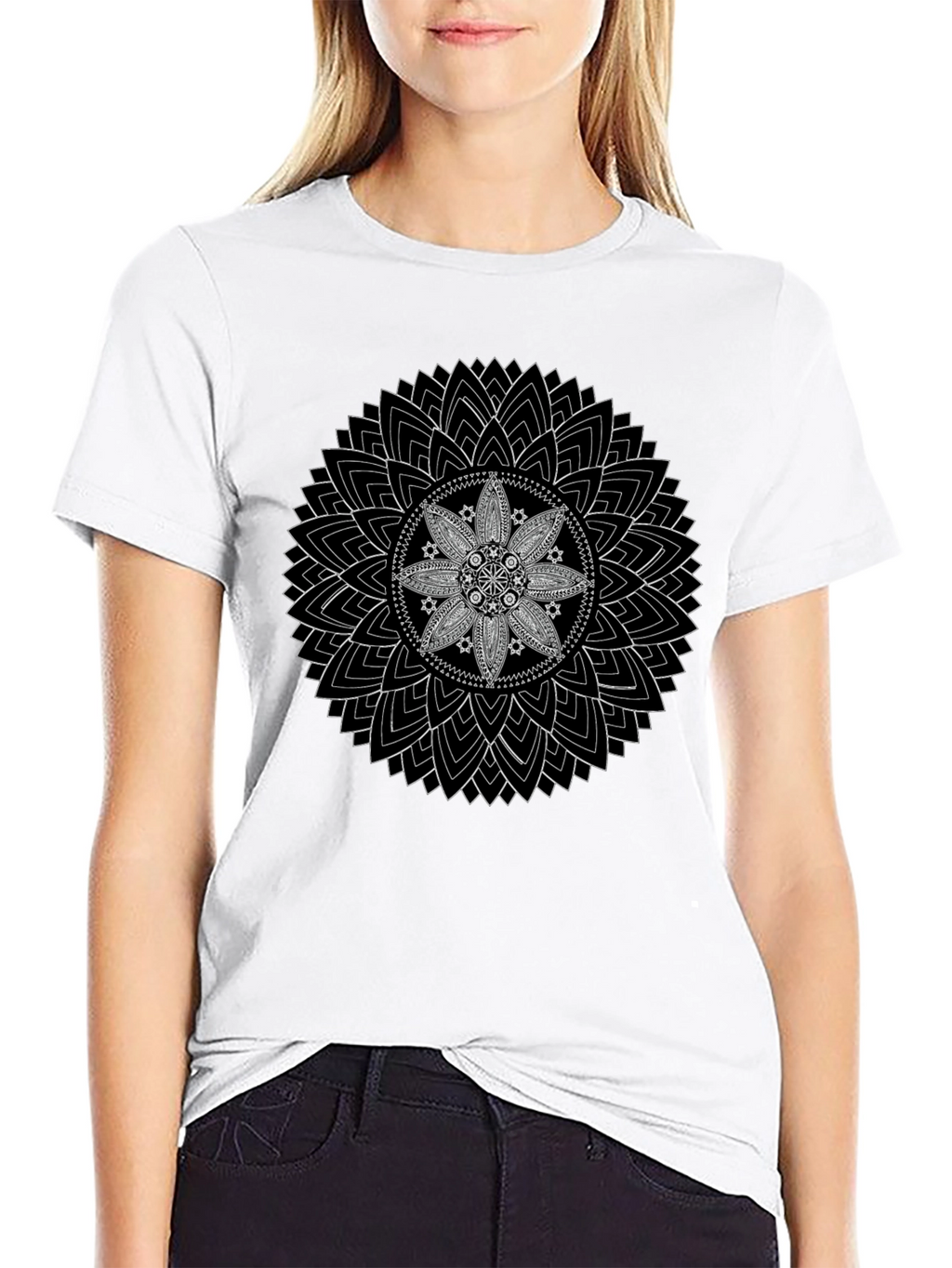Mandala Graphic Print Mens T-Shirt - Black