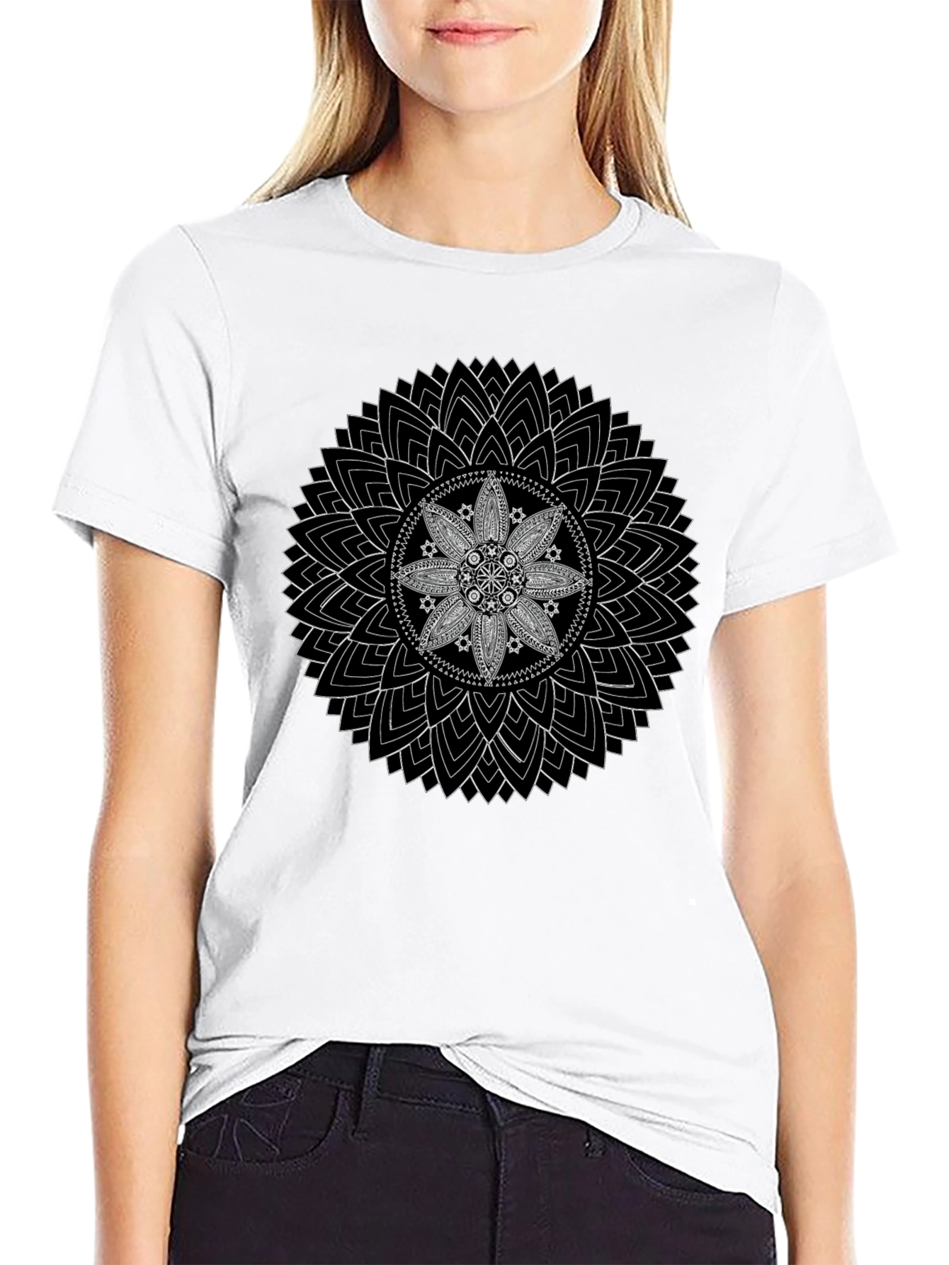 Mandala Graphic Print Mens T-Shirt - Black