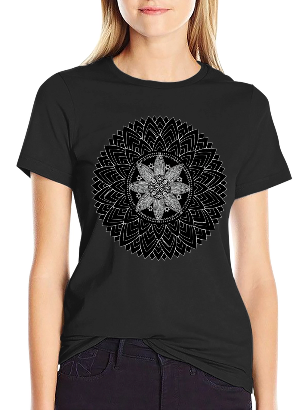 Mandala Graphic Print Mens T-Shirt - Black