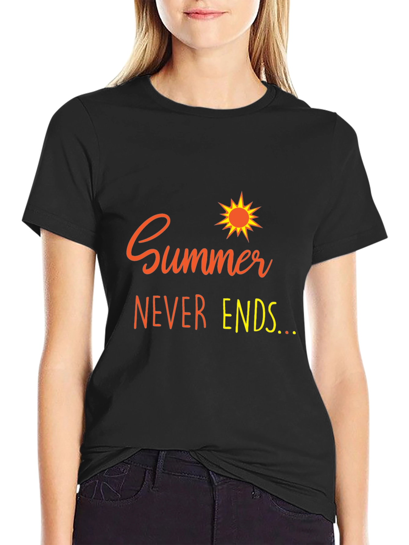 Summer Never Ends Black Graphic Tee