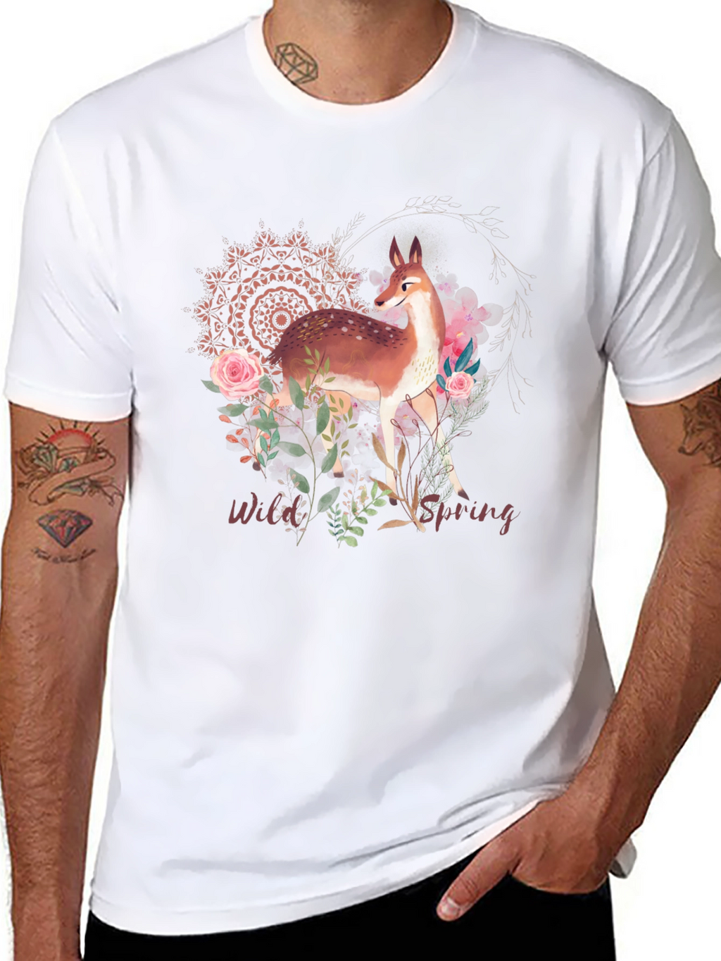 Wild Spring Deer Graphic T-Shirt