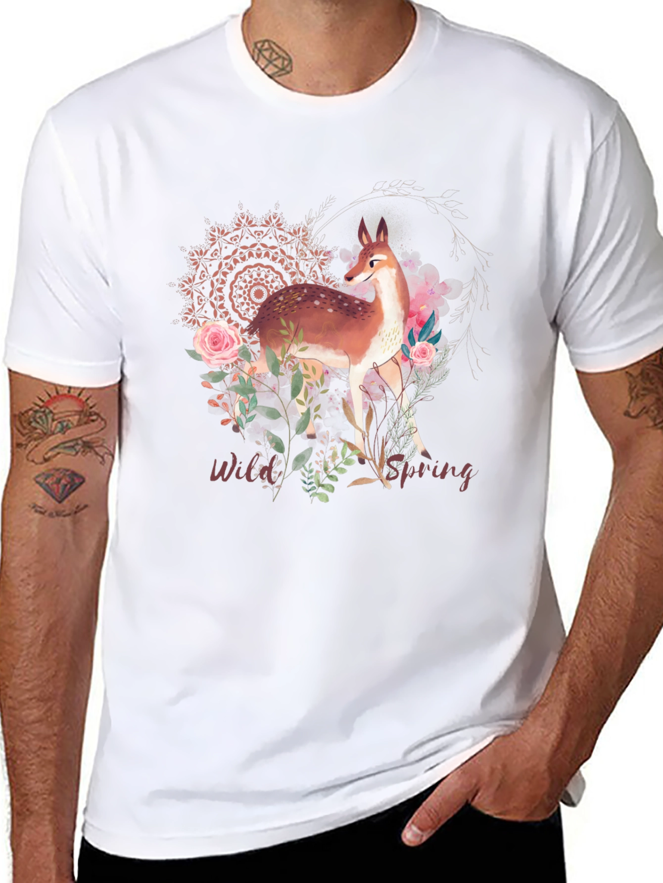 Wild Spring Deer Graphic T-Shirt