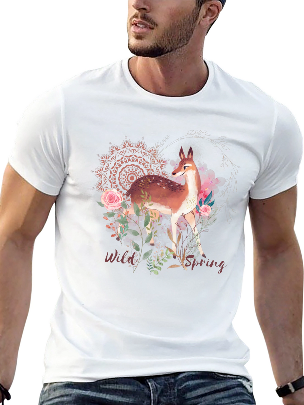 Wild Spring Deer Graphic T-Shirt