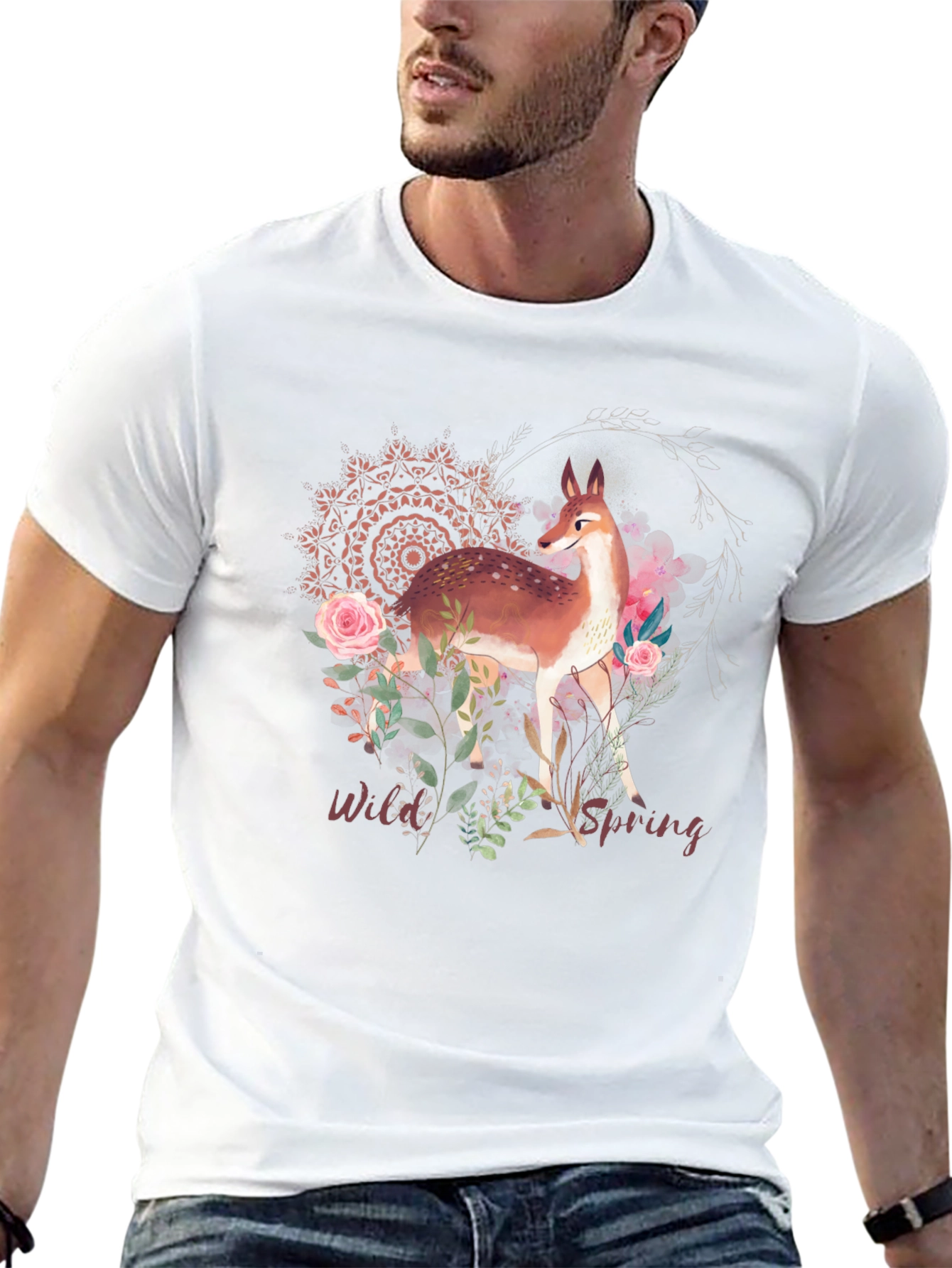 Wild Spring Deer Graphic T-Shirt