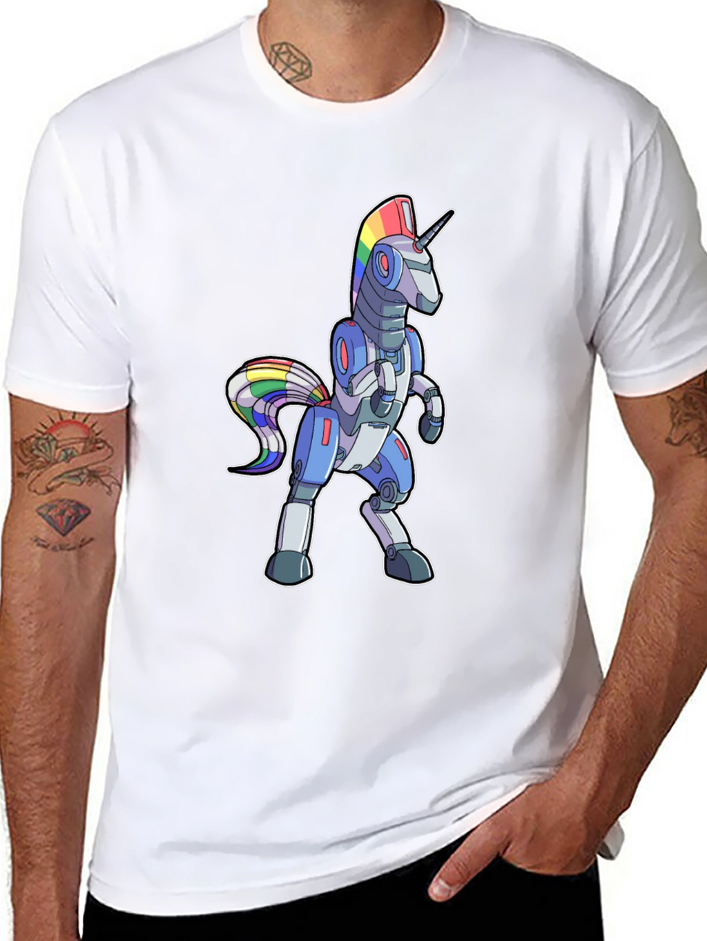 Robot Unicorn Rainbow T-Shirt