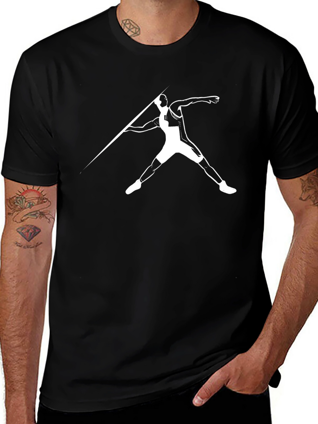 Black Javelin Thrower Graphic Tee