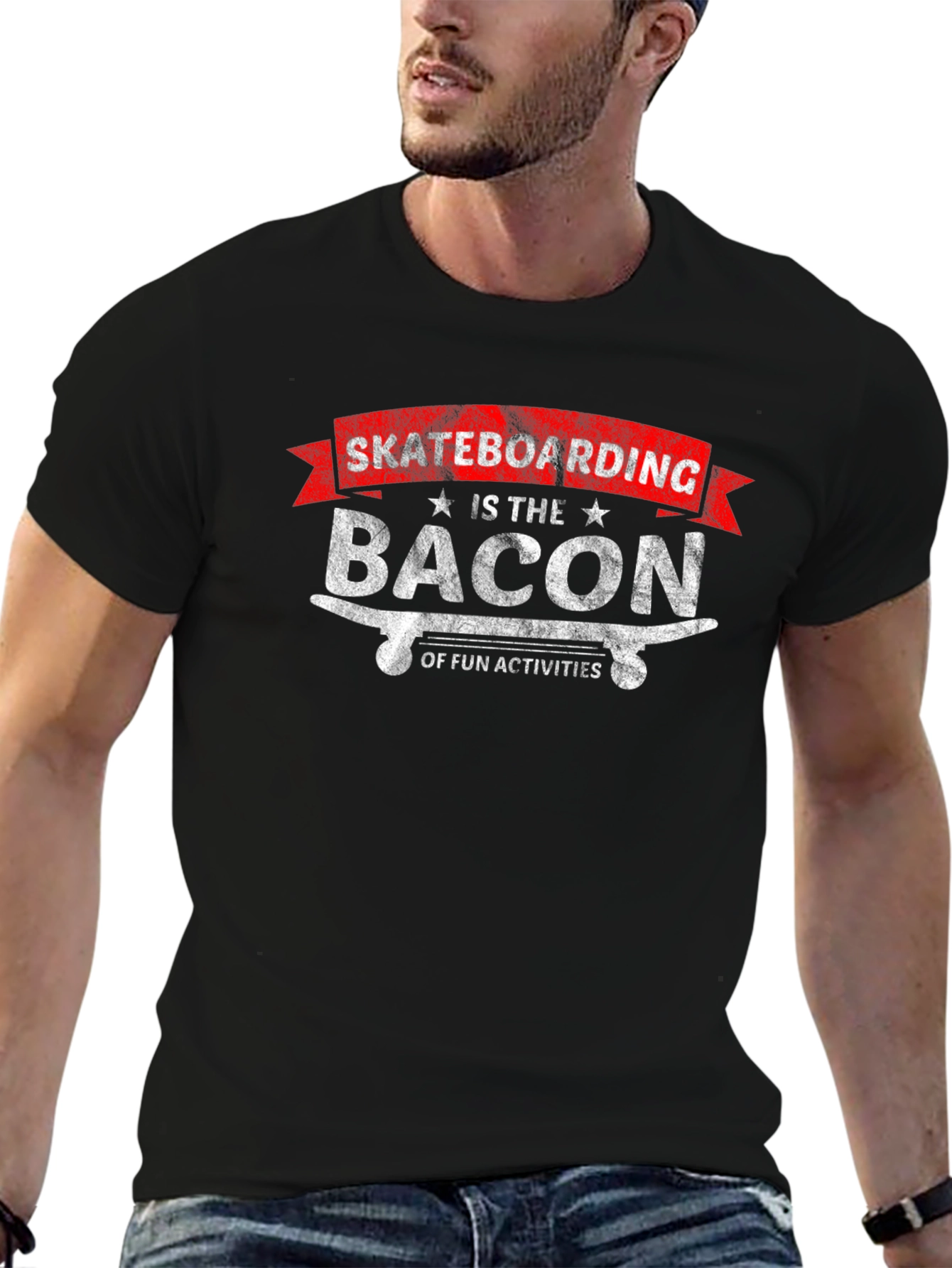 Skateboarding Bacon of Fun Activities Graphic T-Shirt