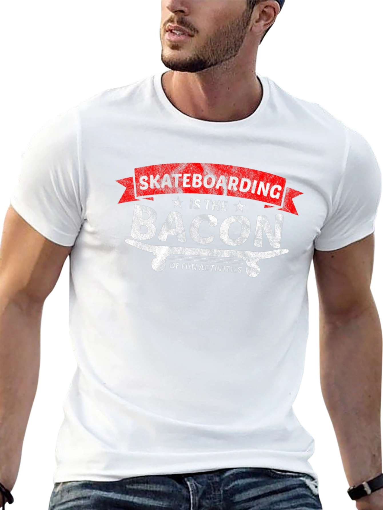 Skateboarding Bacon of Fun Activities Graphic T-Shirt