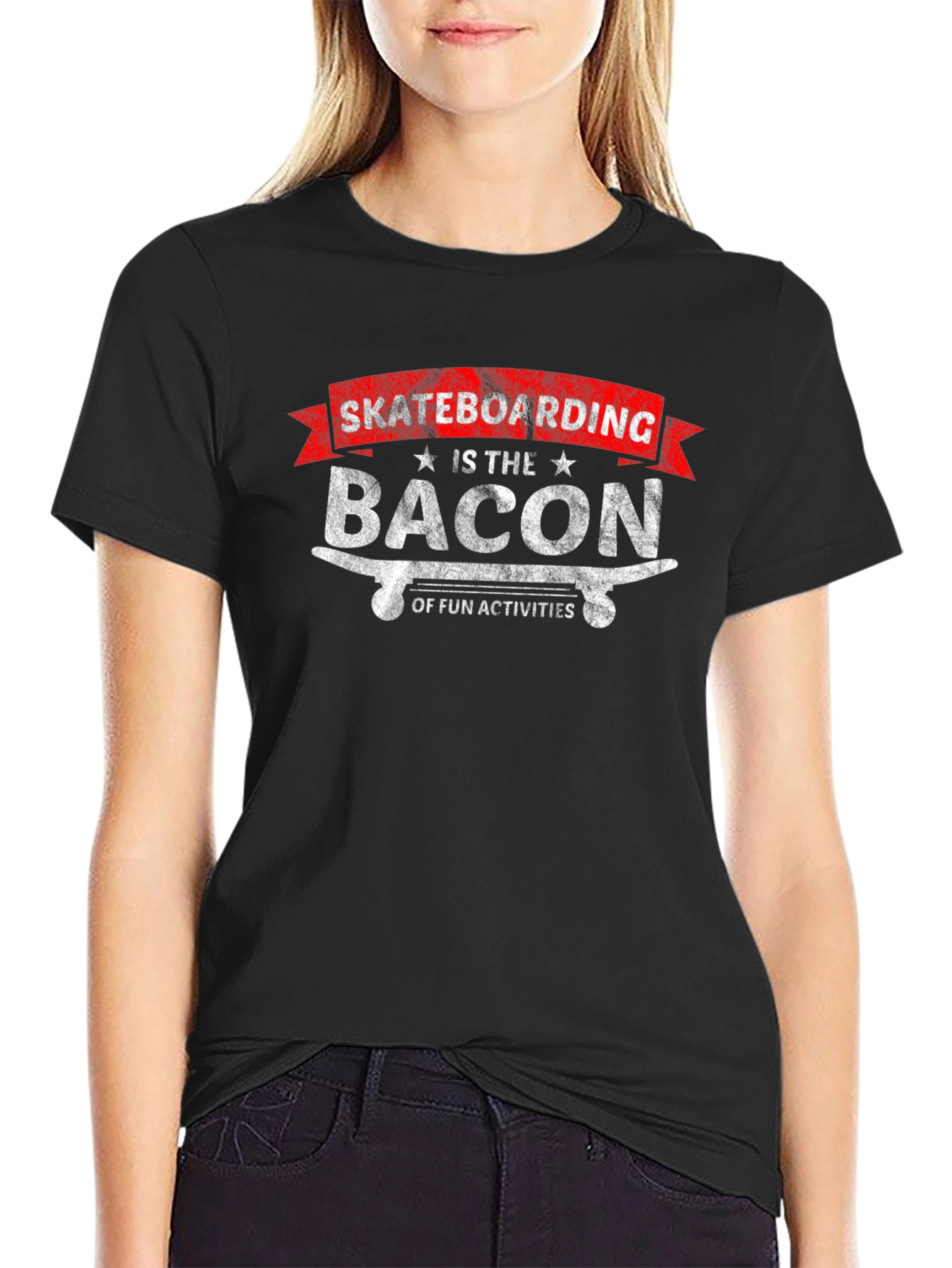 Skateboarding Bacon of Fun Activities Graphic T-Shirt