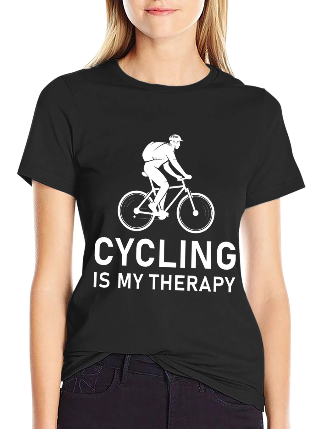Cycling Is My Therapy Graphic Tee - Black