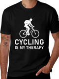 Cycling Is My Therapy Graphic Tee - Black