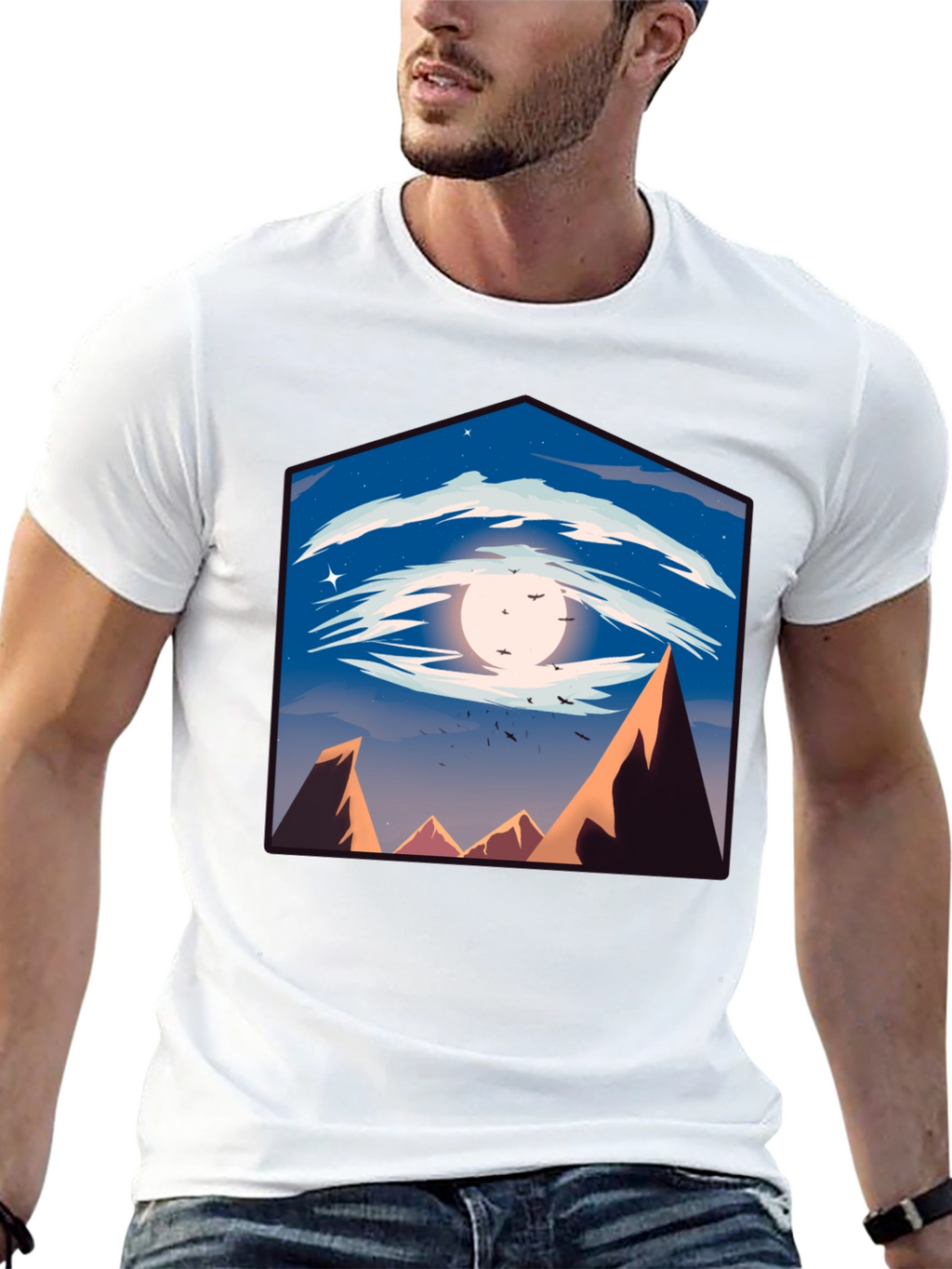 Eye of the Mountain Mens Black Graphic Tee
