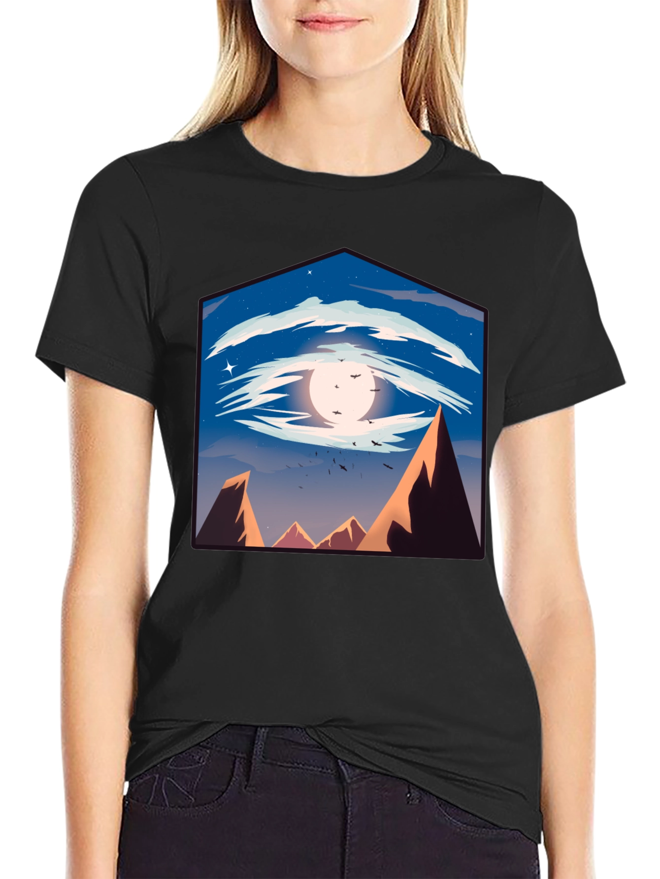 Eye of the Mountain Mens Black Graphic Tee