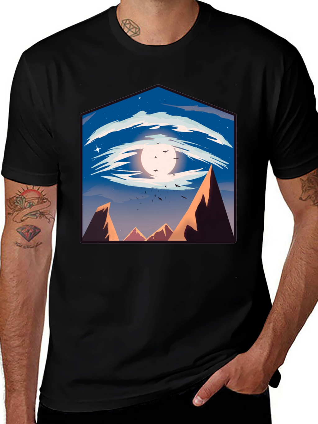 Eye of the Mountain Mens Black Graphic Tee