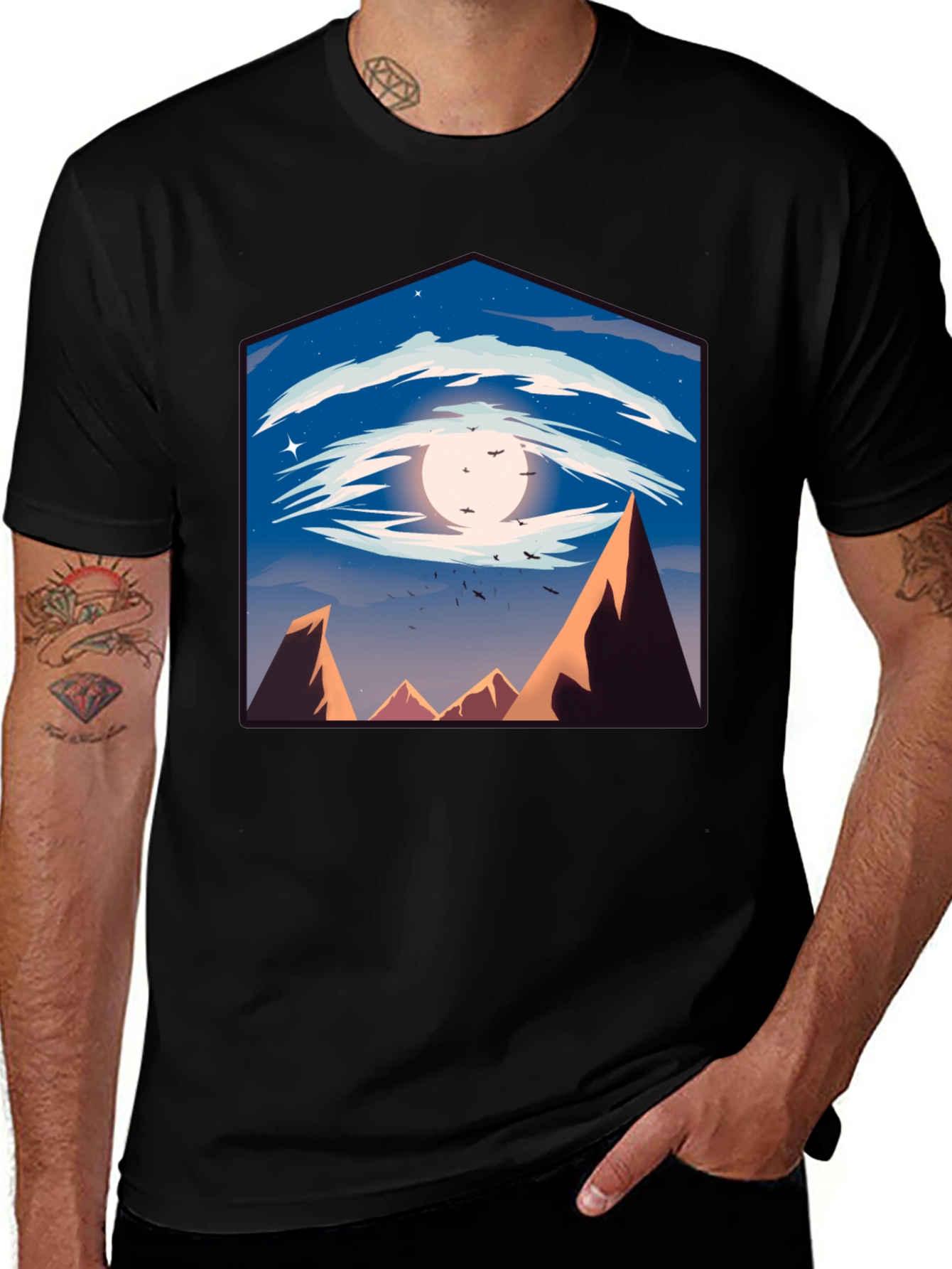 Eye of the Mountain Mens Black Graphic Tee
