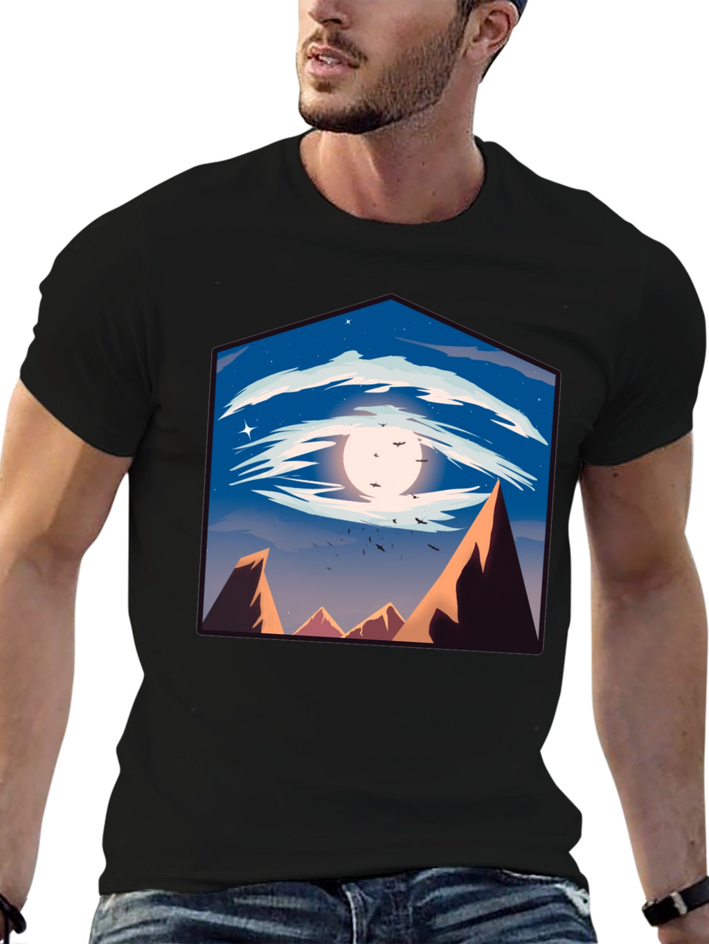 Eye of the Mountain Mens Black Graphic Tee