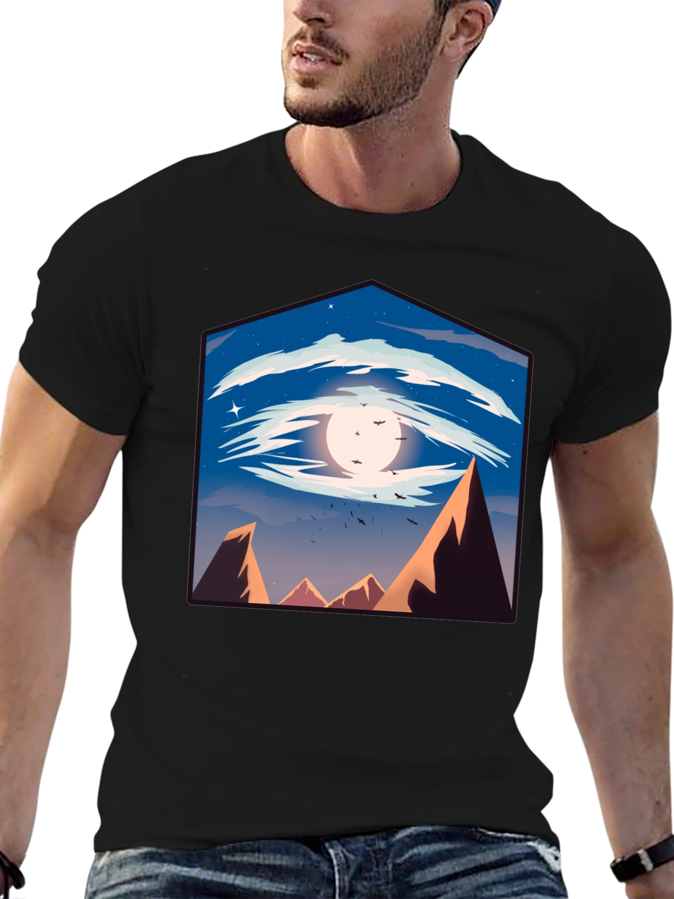 Eye of the Mountain Mens Black Graphic Tee