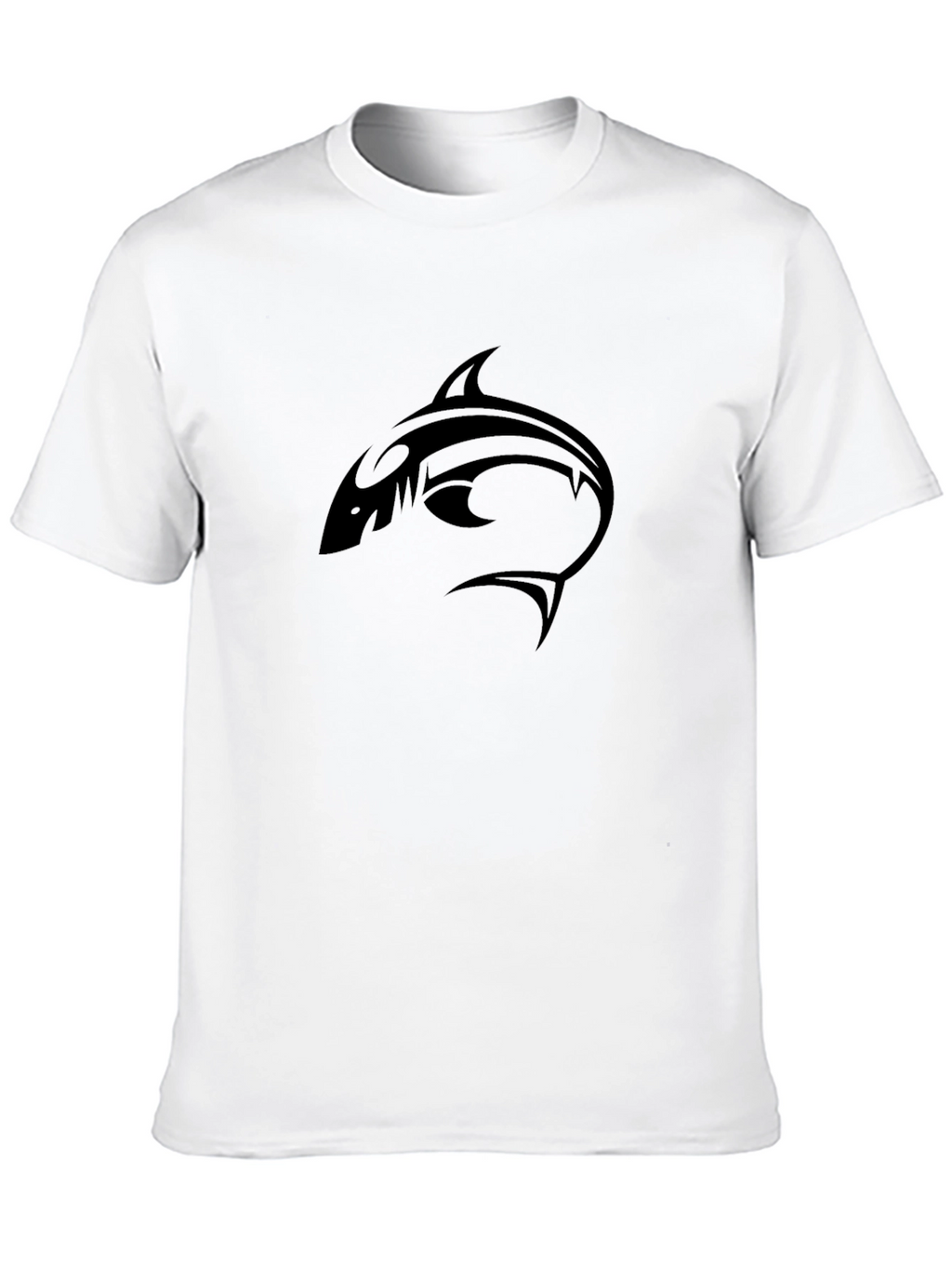 Tribal Shark Graphic Tee - Stylish Black T-Shirt