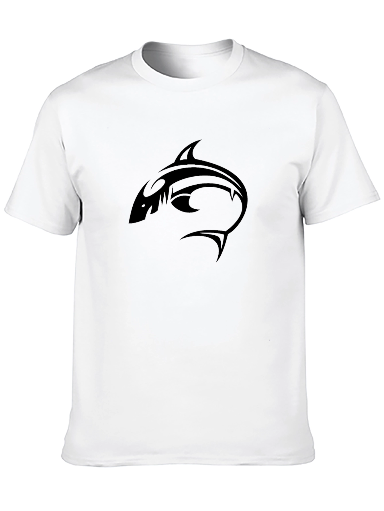 Tribal Shark Graphic Tee - Stylish Black T-Shirt