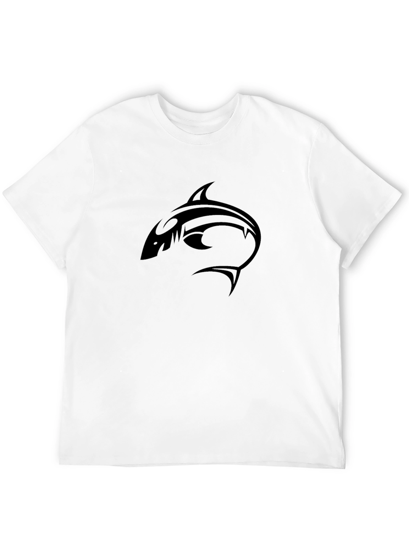 Tribal Shark Graphic Tee - Stylish Black T-Shirt