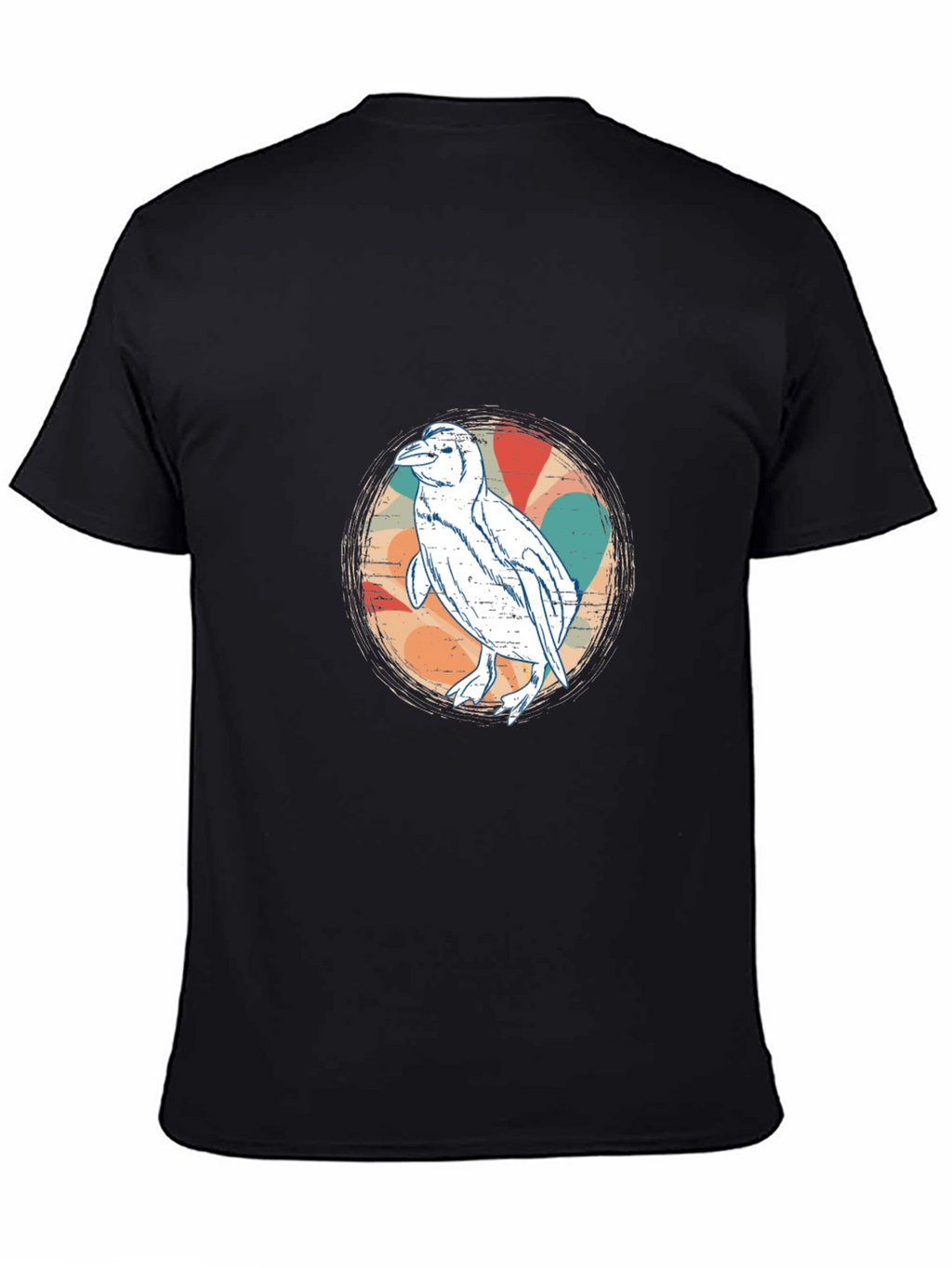 Retro Penguin Graphic Tee - Black