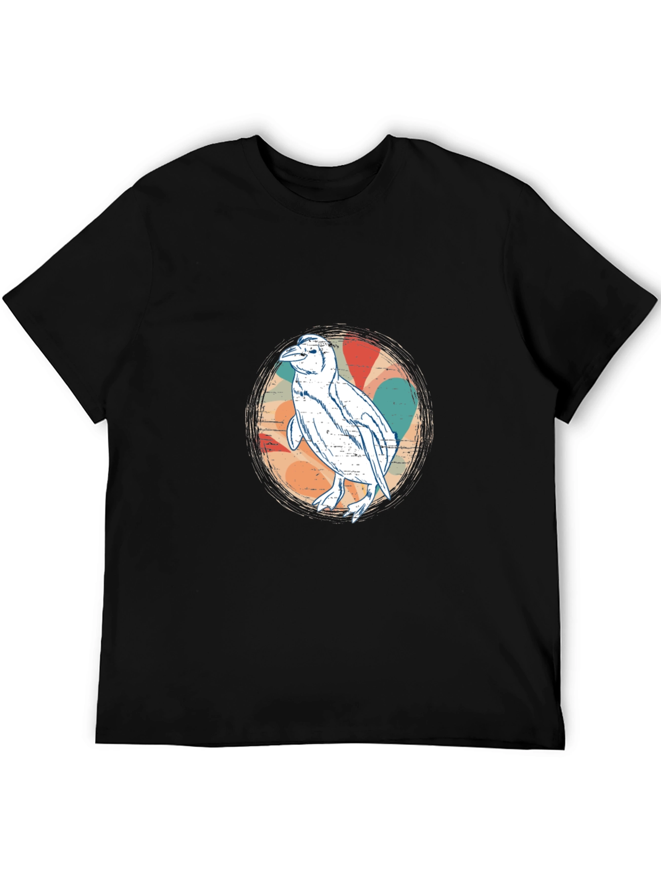 Retro Penguin Graphic Tee - Black
