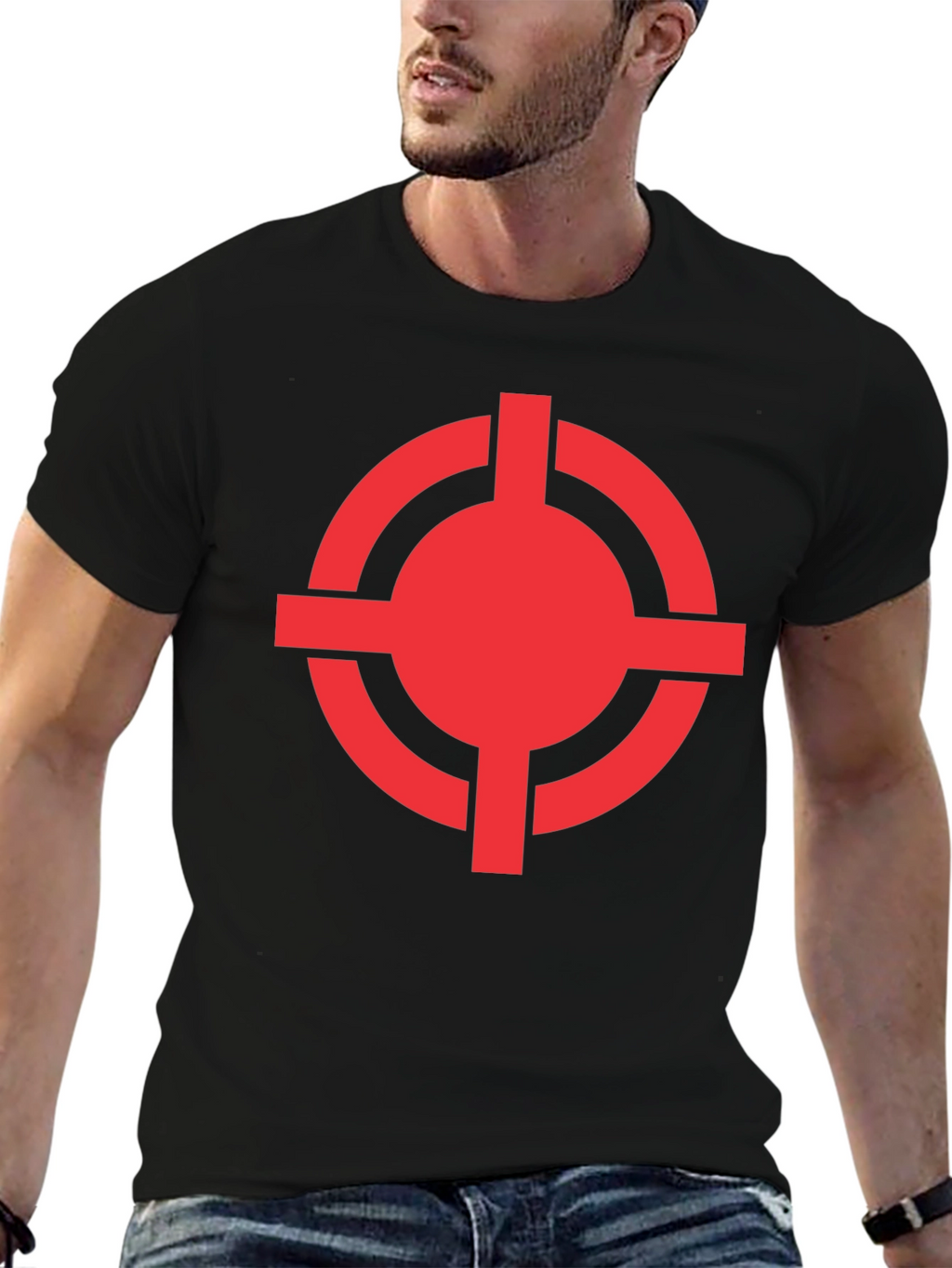 Red Target Graphic Black T-Shirt