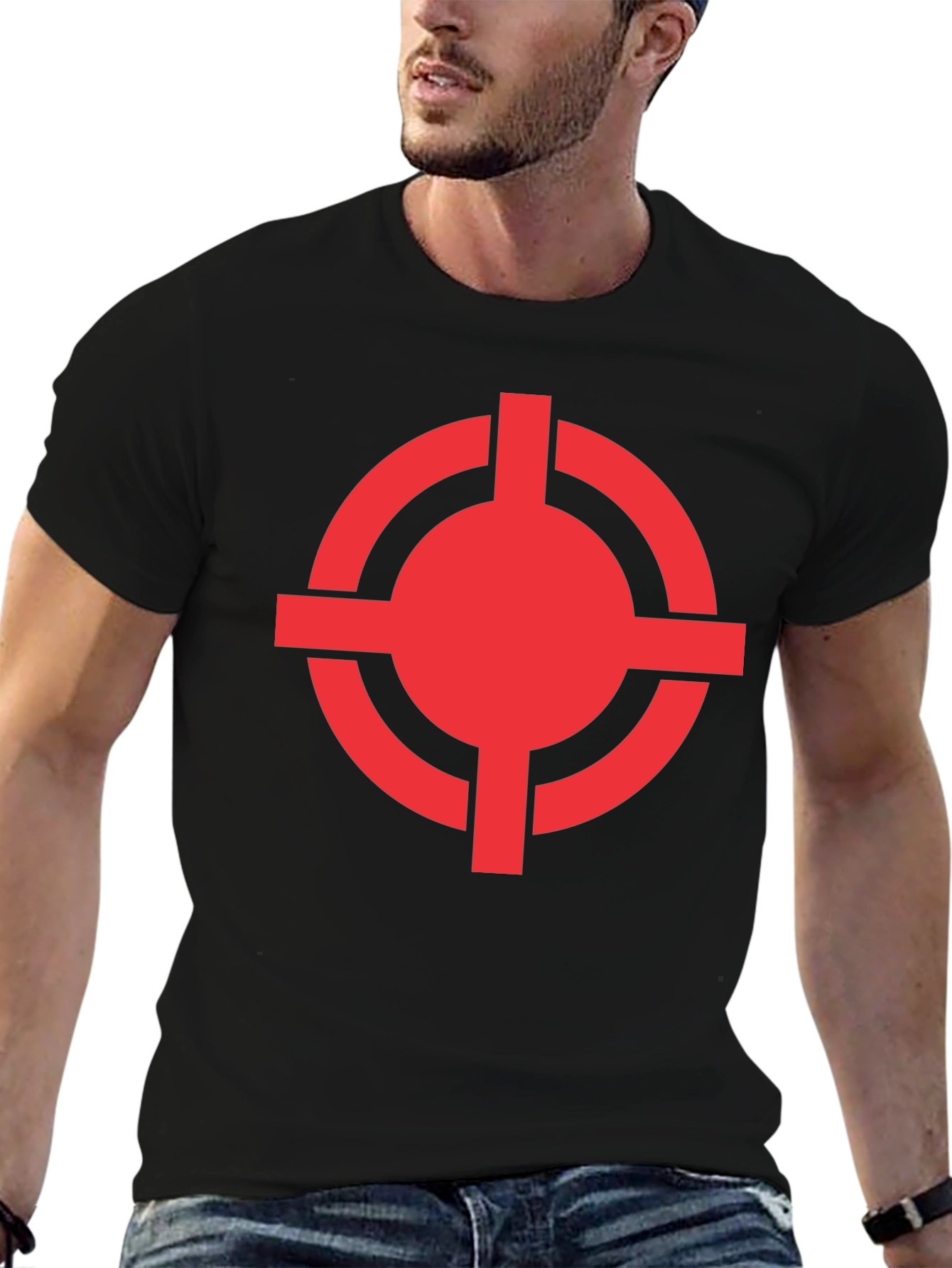Red Target Graphic Black T-Shirt