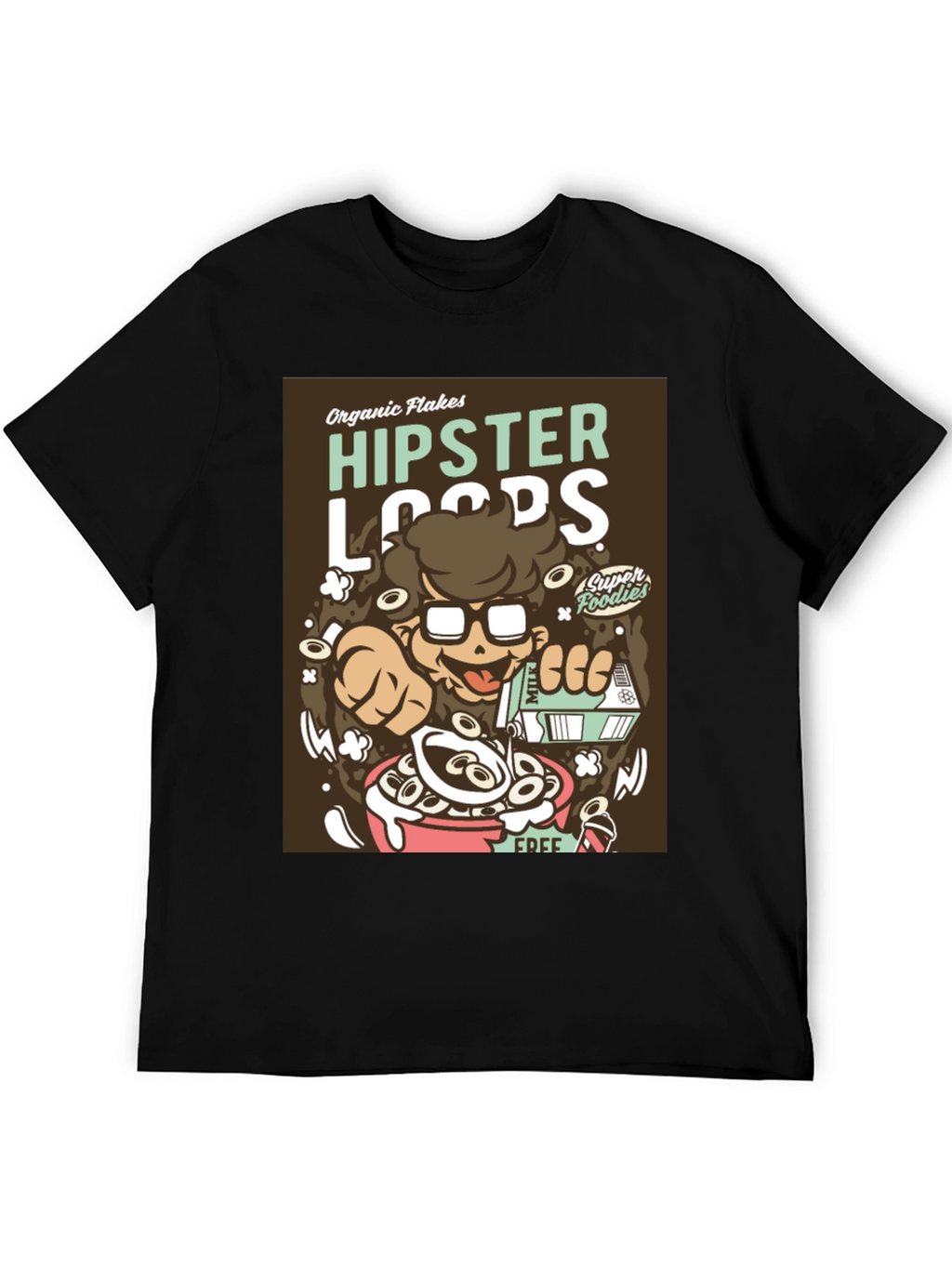 Hipster Loops Graphic T-Shirt - Funny Cereal Design