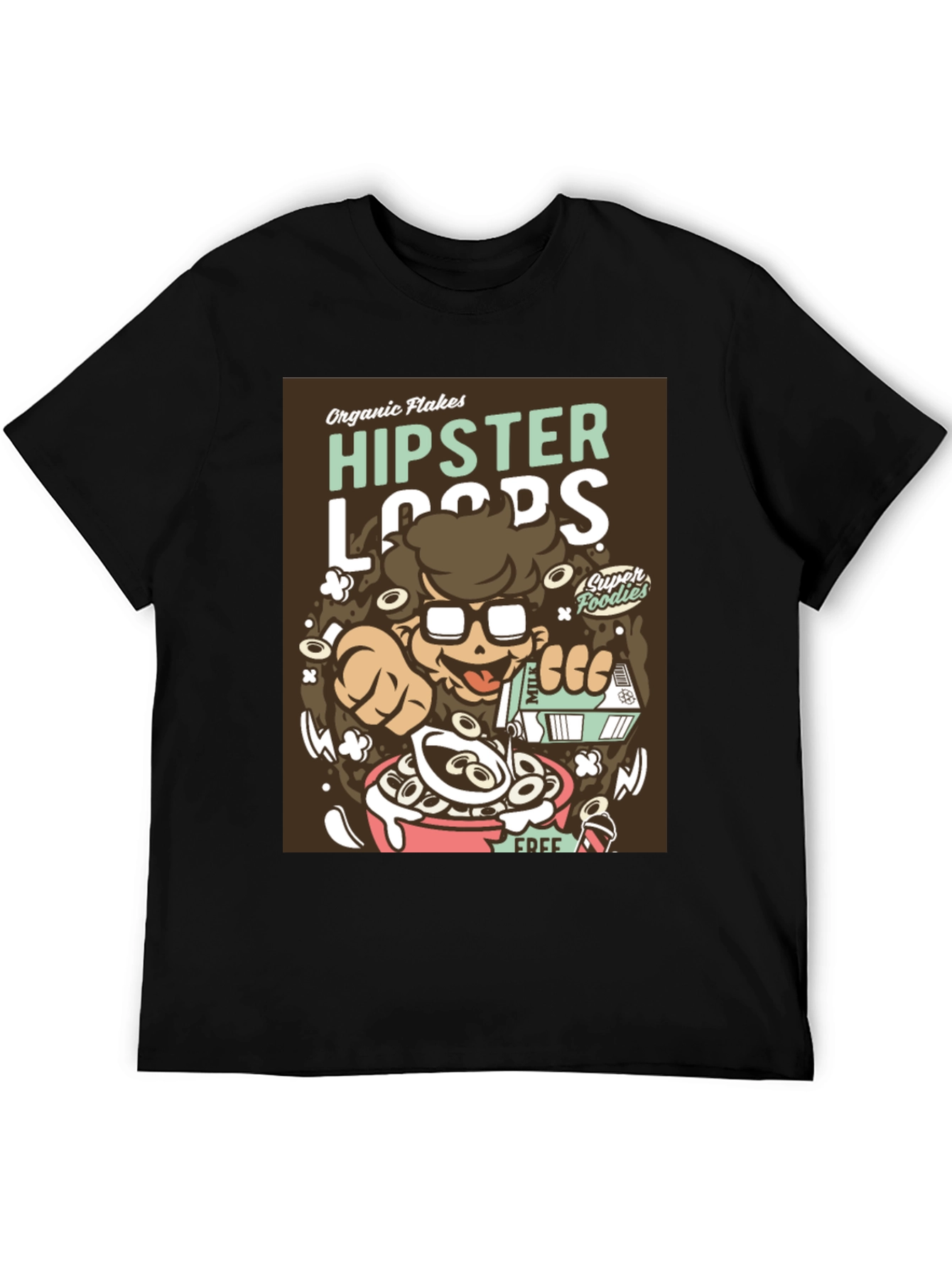 Hipster Loops Graphic T-Shirt - Funny Cereal Design