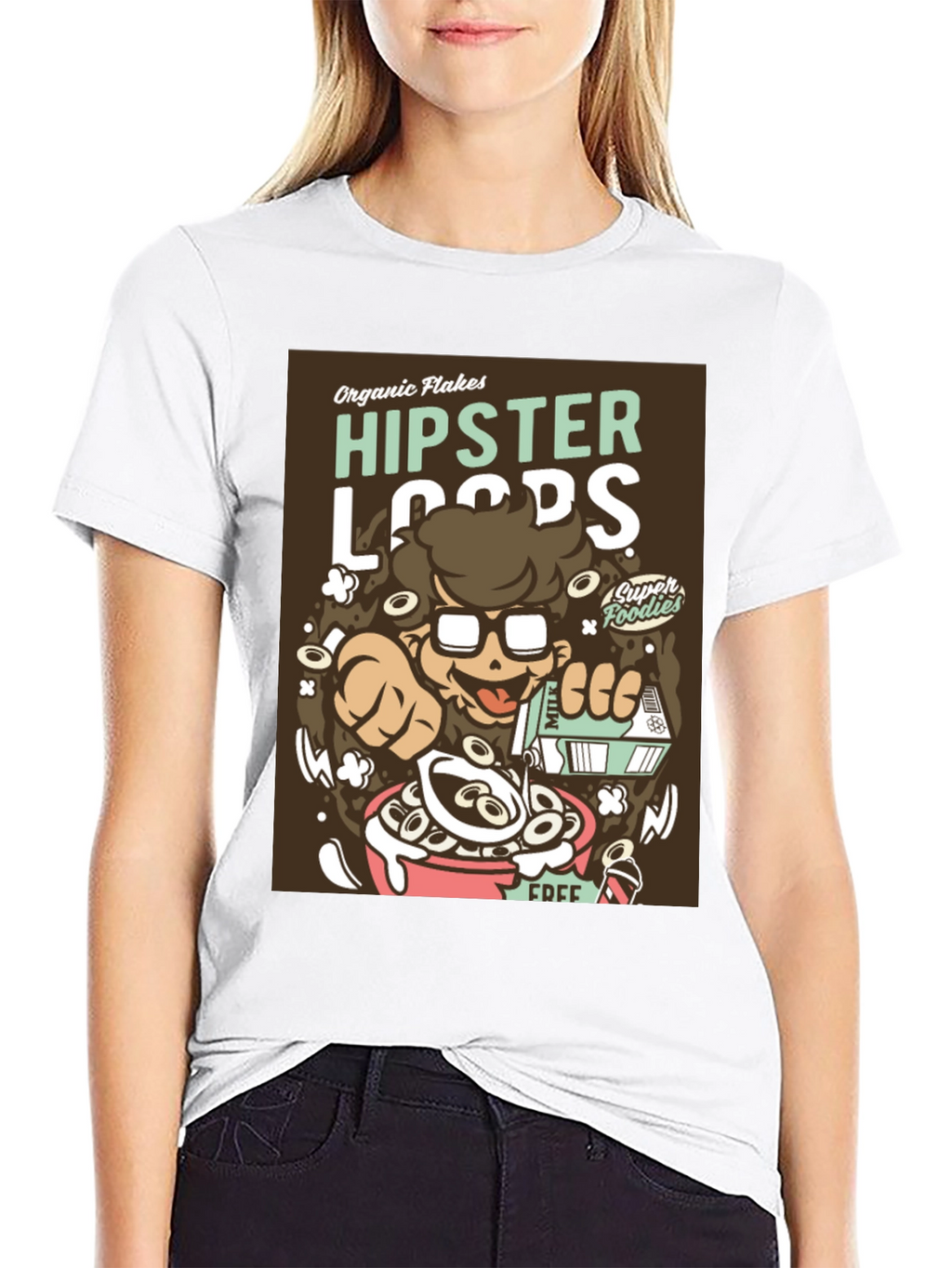 Hipster Loops Graphic T-Shirt - Funny Cereal Design