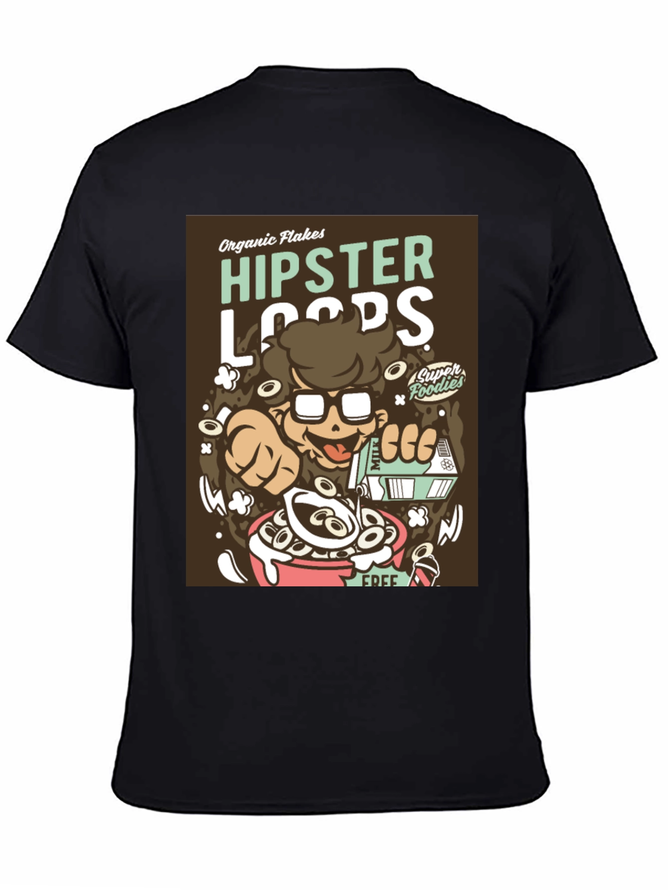 Hipster Loops Graphic T-Shirt - Funny Cereal Design