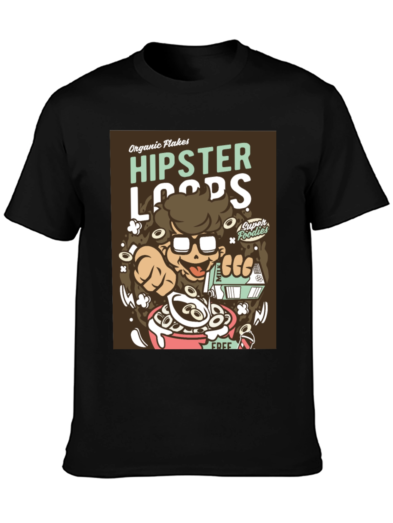 Hipster Loops Graphic T-Shirt - Funny Cereal Design