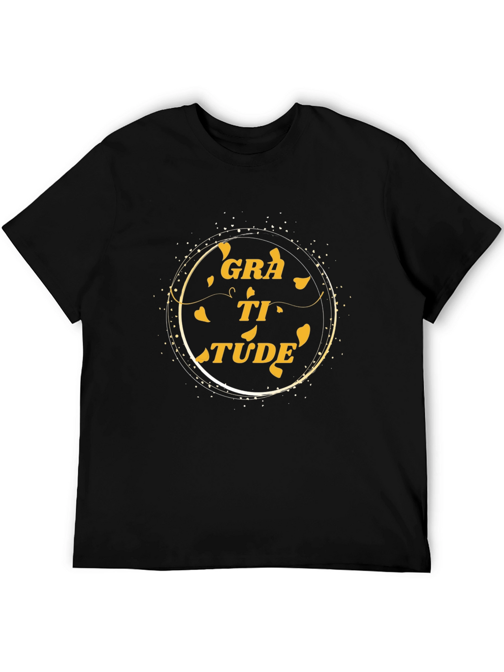 Gratitude Black T-Shirt Inspirational Word Art Tee