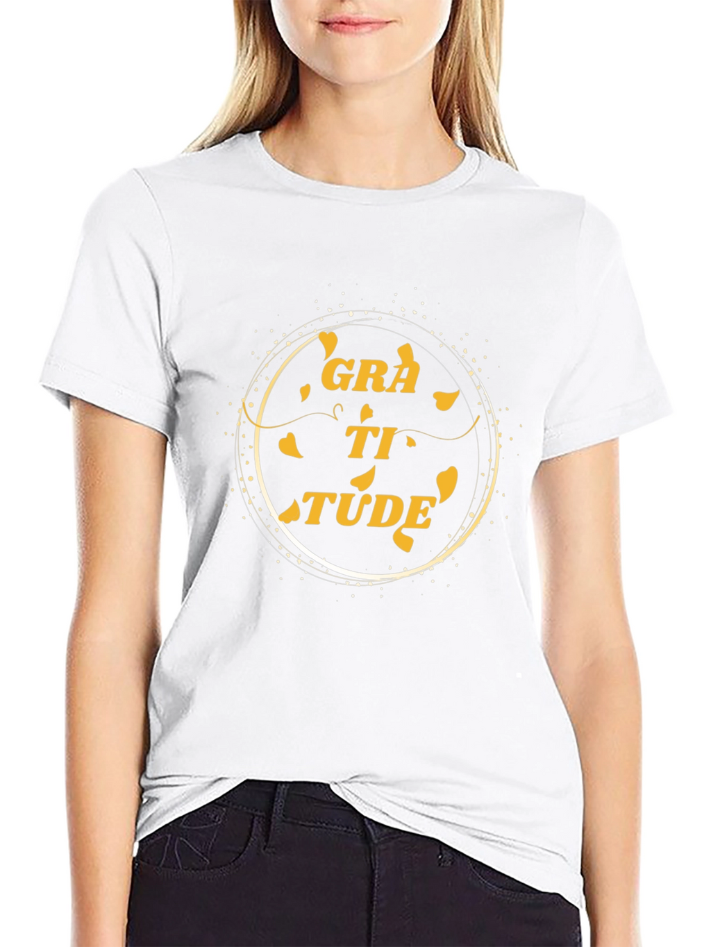 Gratitude Black T-Shirt Inspirational Word Art Tee