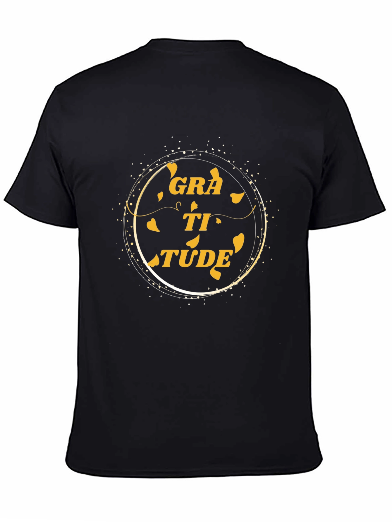 Gratitude Black T-Shirt Inspirational Word Art Tee