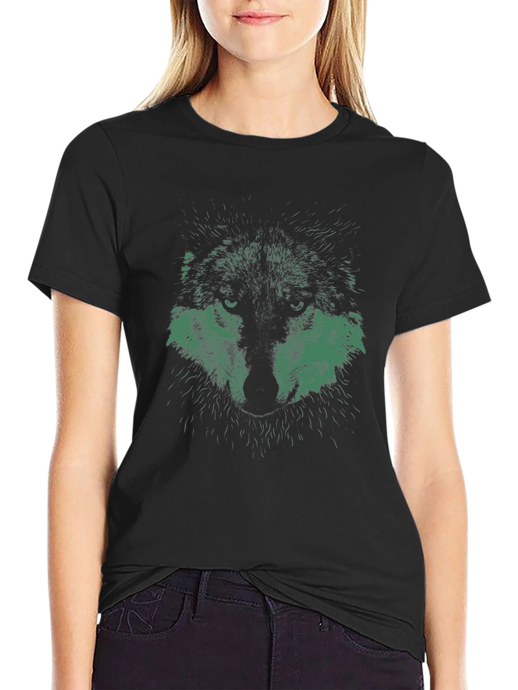 Wolf Graphic Print Black T-Shirt