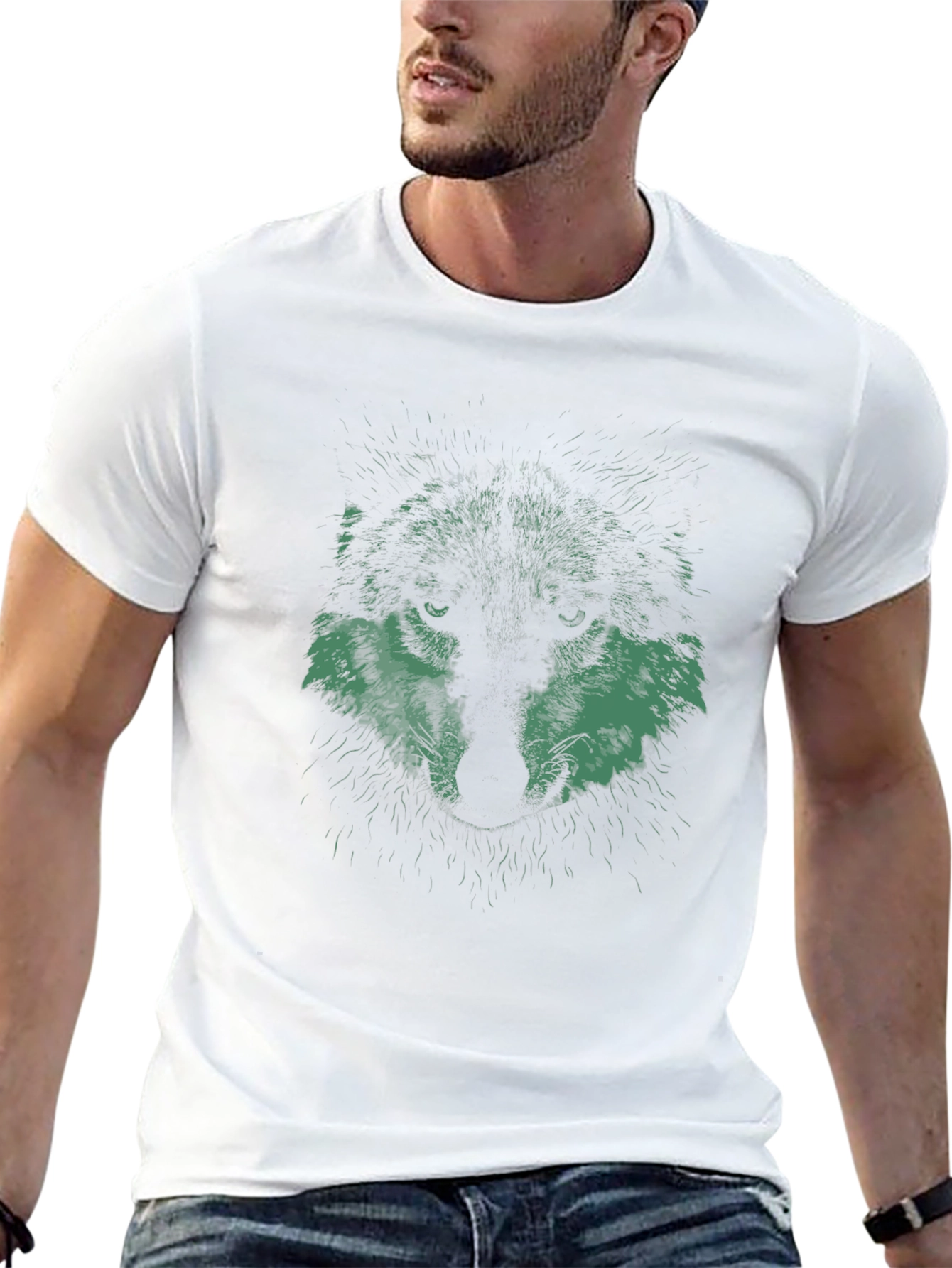 Wolf Graphic Print Black T-Shirt