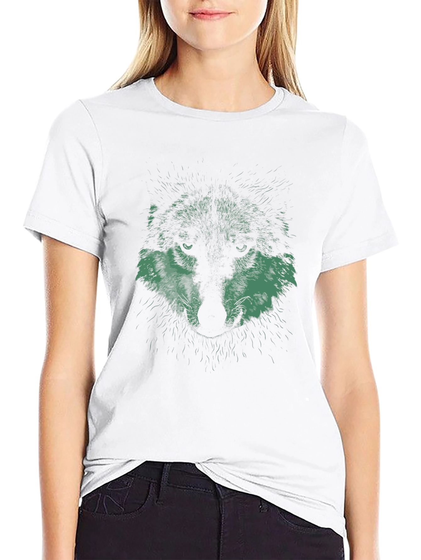Wolf Graphic Print Black T-Shirt