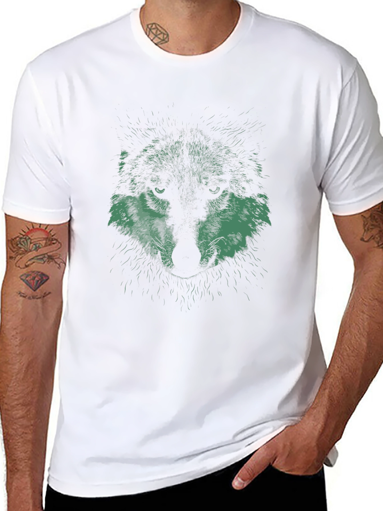 Wolf Graphic Print Black T-Shirt