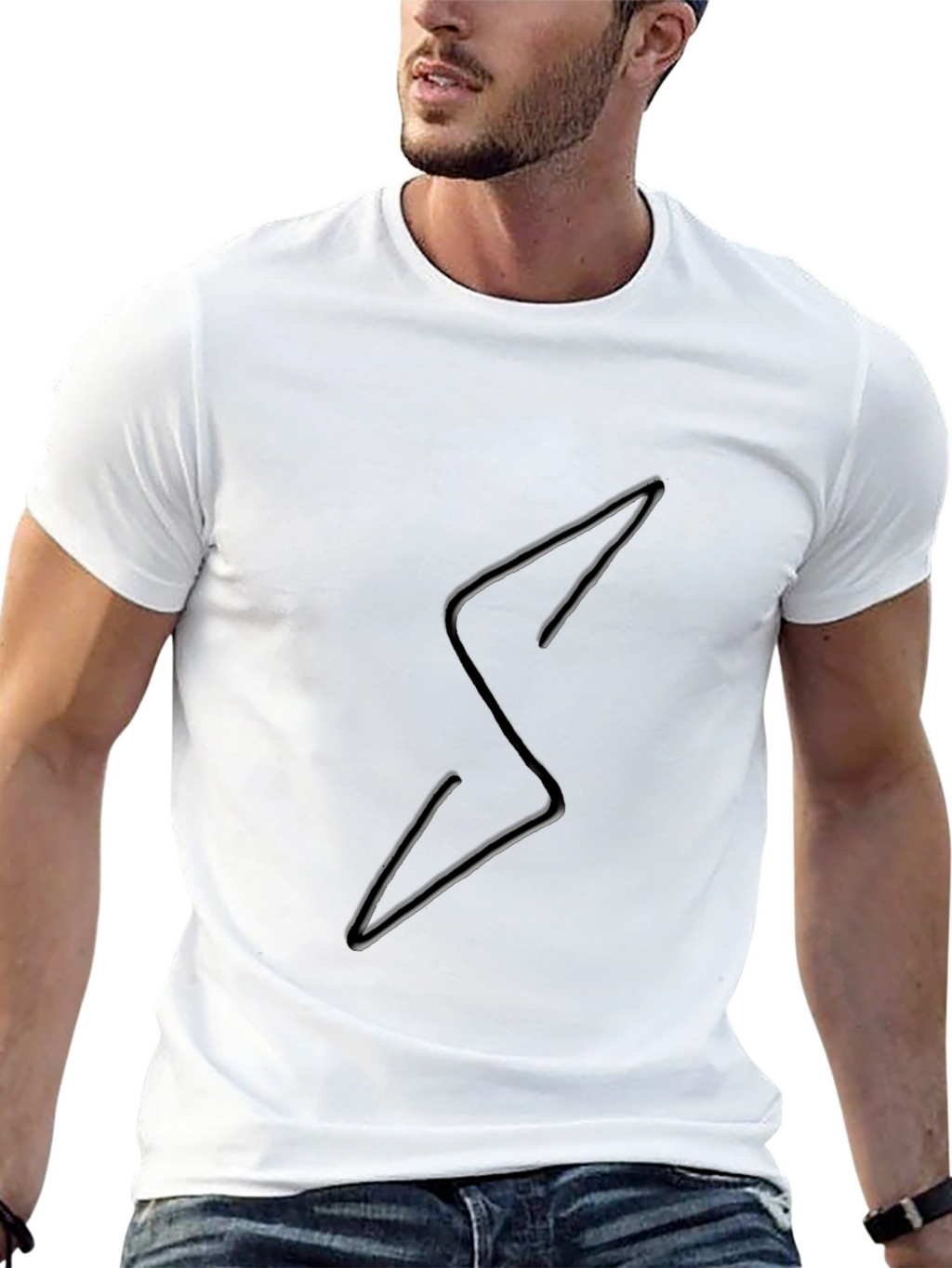Edgy Black Tee with Lightning Bolt Design