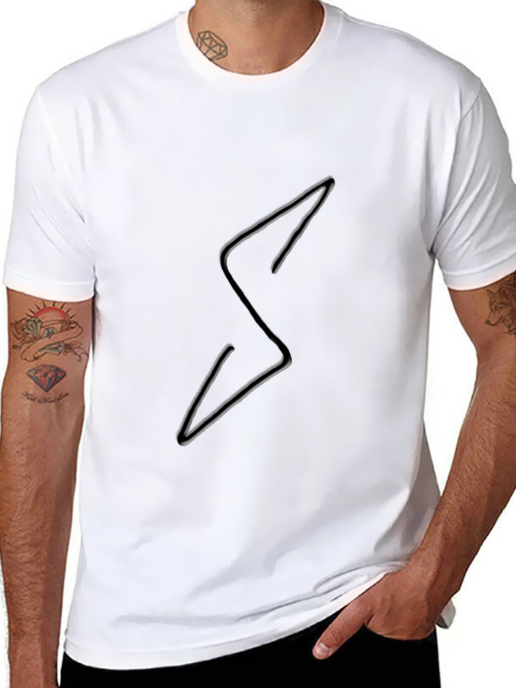 Edgy Black Tee with Lightning Bolt Design
