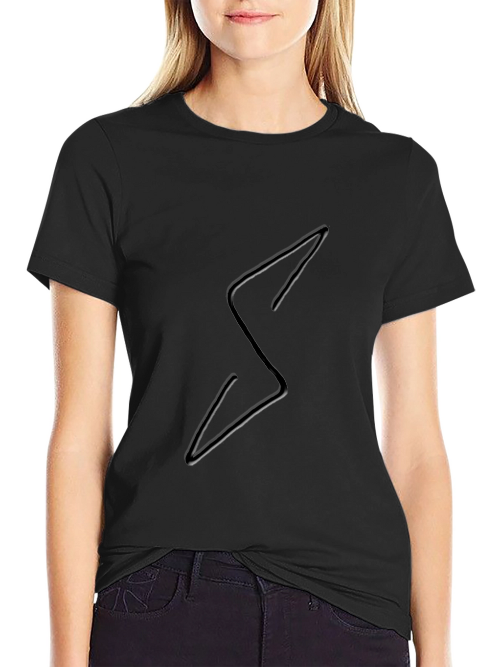 Edgy Black Tee with Lightning Bolt Design
